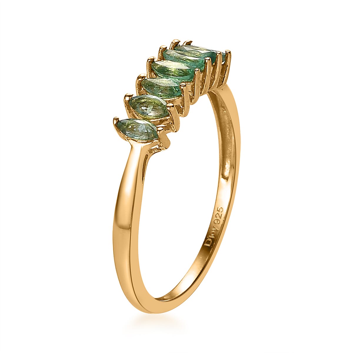 Ethiopian Emerald 7 Stone Ring in Vermeil Yellow Gold Over Sterling Silver (Size 10.0) 0.65 ctw