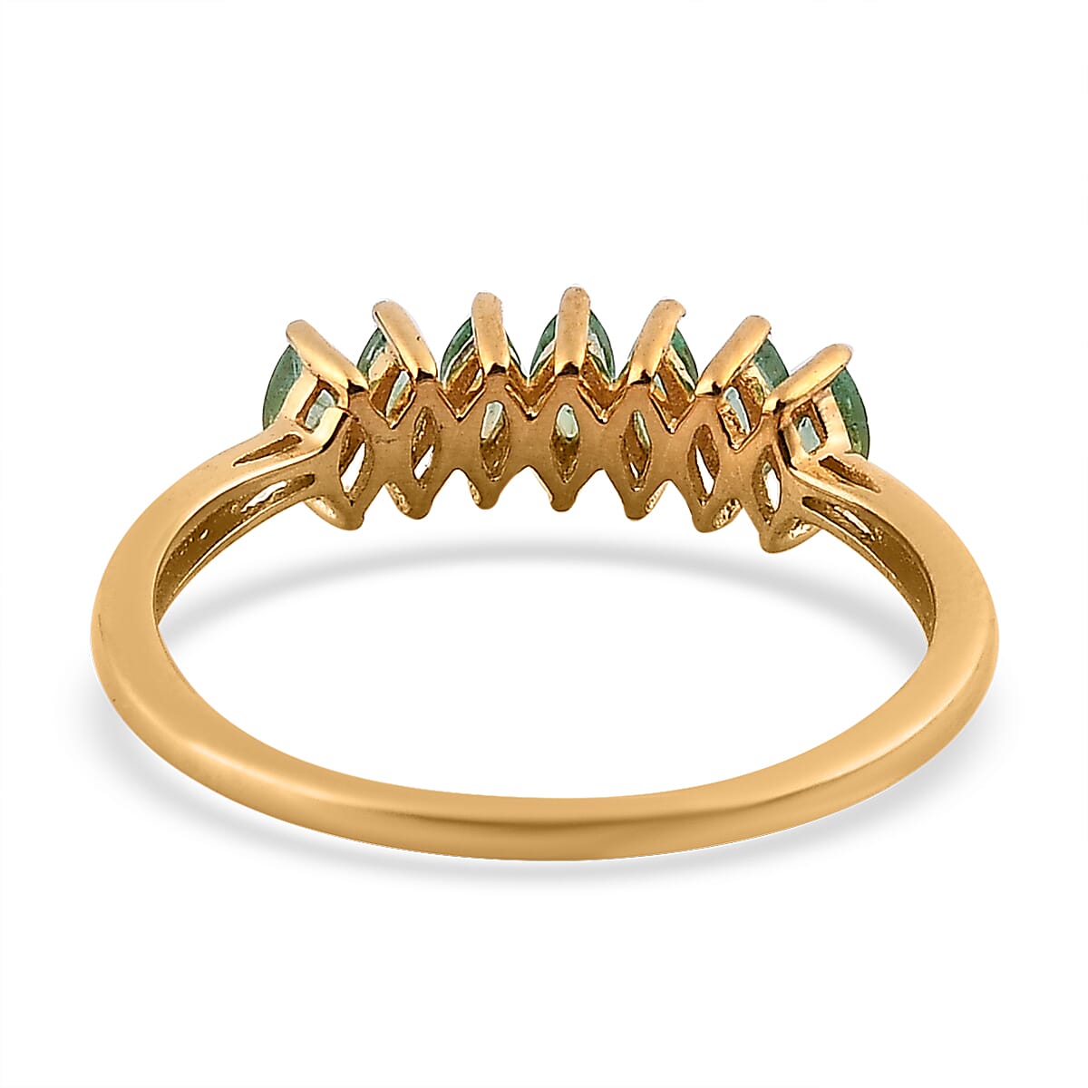 Ethiopian Emerald 7 Stone Ring in Vermeil Yellow Gold Over Sterling Silver (Size 10.0) 0.65 ctw