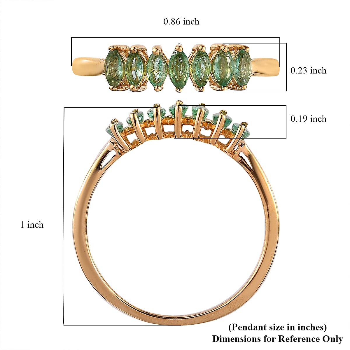 Ethiopian Emerald 7 Stone Ring in Vermeil Yellow Gold Over Sterling Silver (Size 10.0) 0.65 ctw