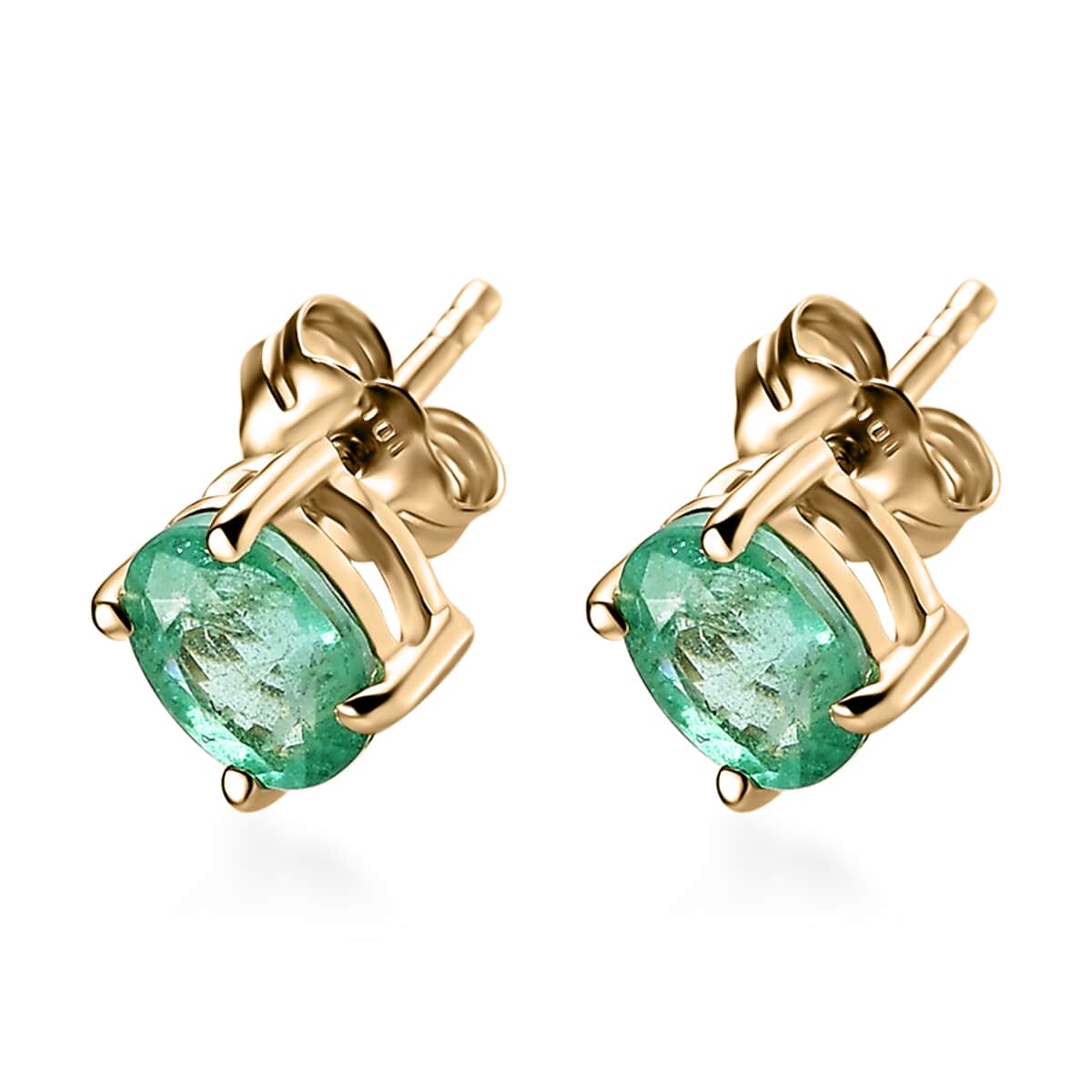 Luxoro 10K Yellow Gold Premium Ethiopian Emerald Solitaire Stud Earrings 0.65 ctw image number 3