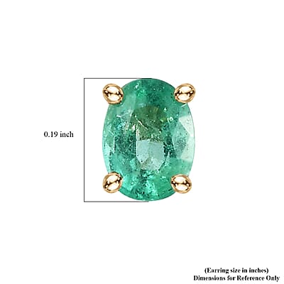 Luxoro 10K Yellow Gold Premium Ethiopian Emerald Solitaire Stud Earrings 0.65 ctw