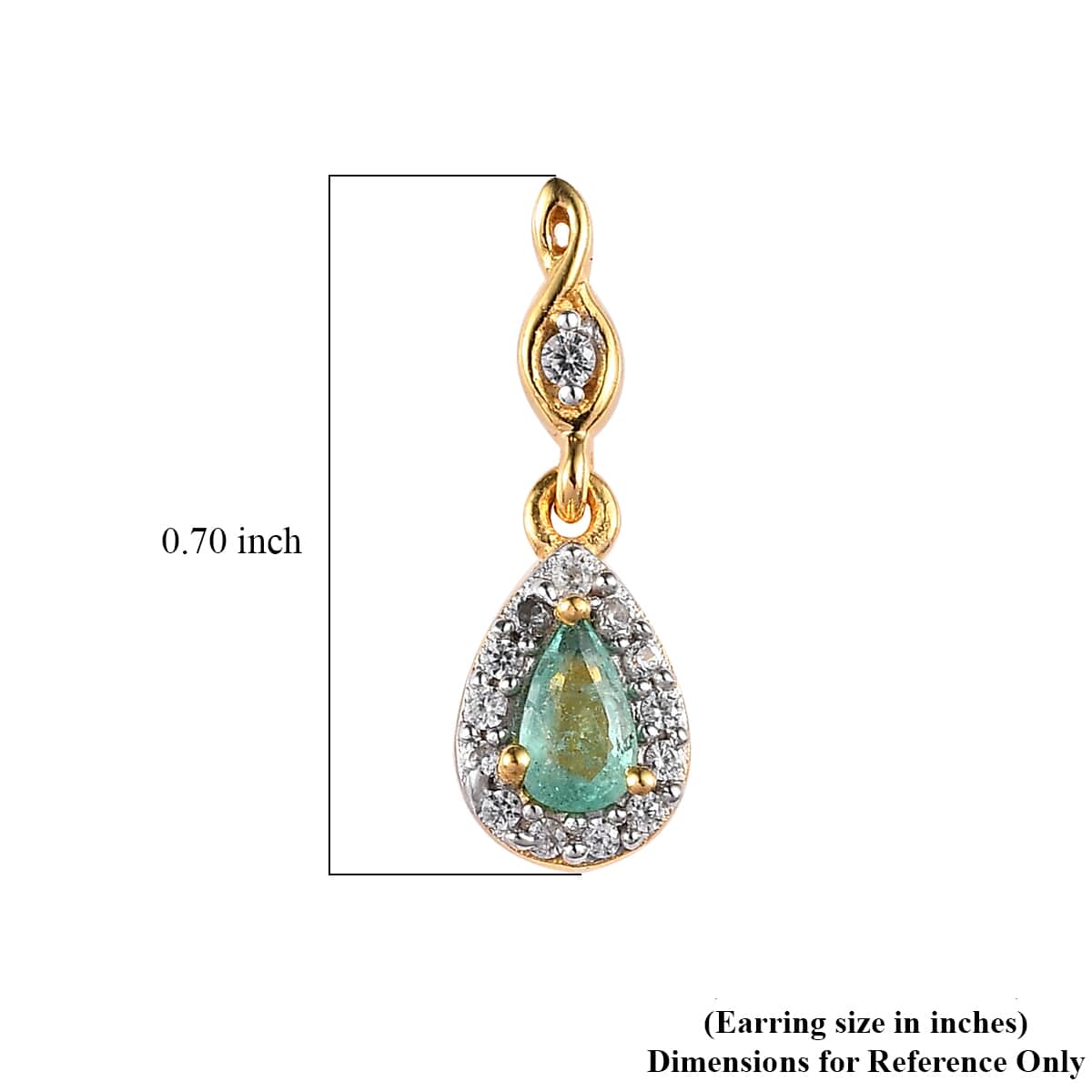 Ethiopian Emerald and White Zircon Dangle Earrings in Vermeil Yellow Gold Over Sterling Silver 0.60 ctw image number 4