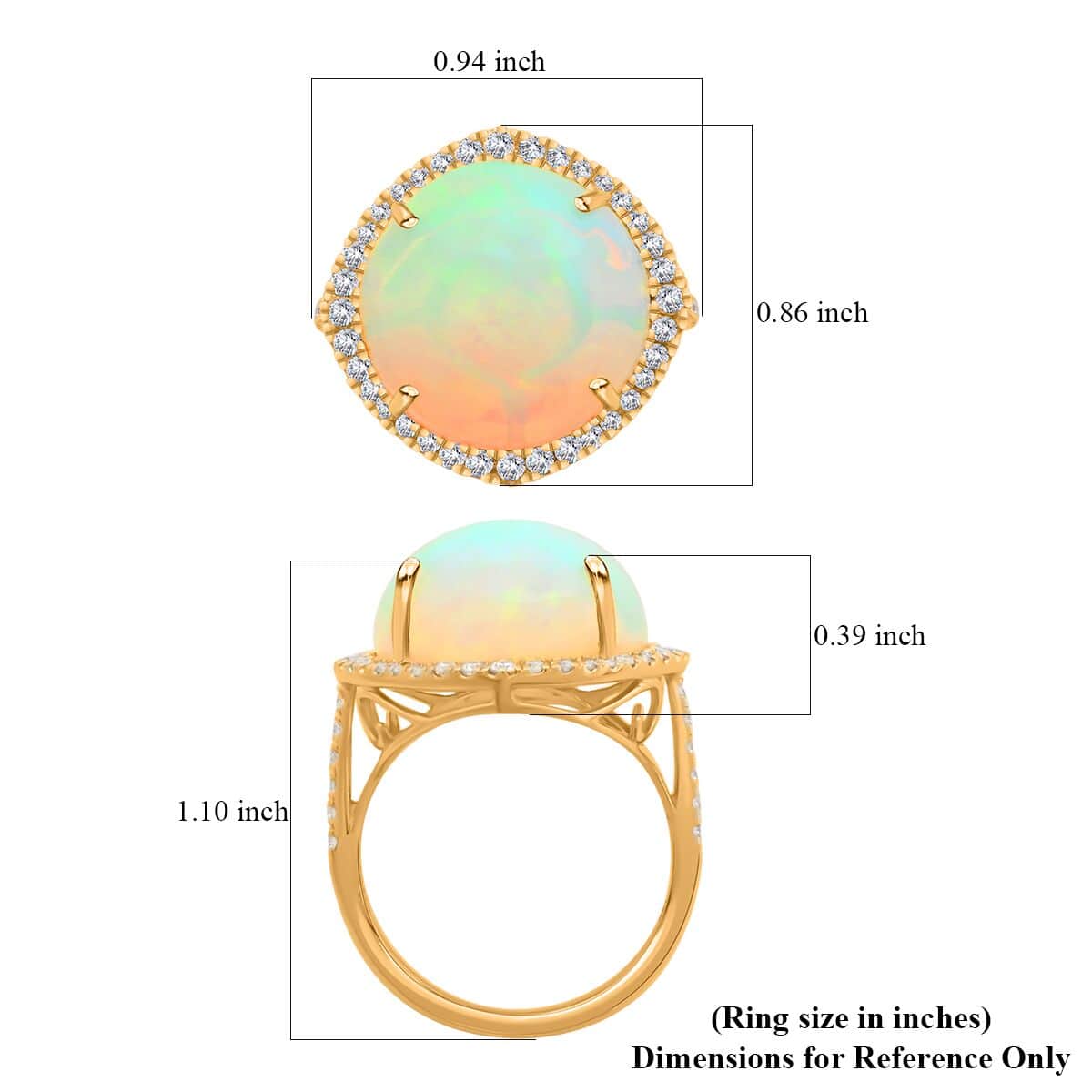 Certified & Appraised Iliana 18K Yellow Gold AAA Ethiopian Welo Opal and G-H SI Diamond Ring 4.50 Grams 10.20 ctw image number 4