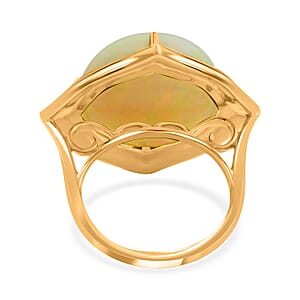 Certified & Appraised Iliana 18K Yellow Gold AAA Ethiopian Welo Opal and G-H SI White Diamond Ring (Size 9.0) 6 Grams 12.30 ctw