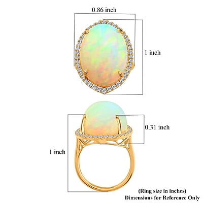 Certified & Appraised Iliana 18K Yellow Gold AAA Ethiopian Welo Opal and G-H SI White Diamond Ring (Size 10.0) 5.30 Grams 14.10 ctw