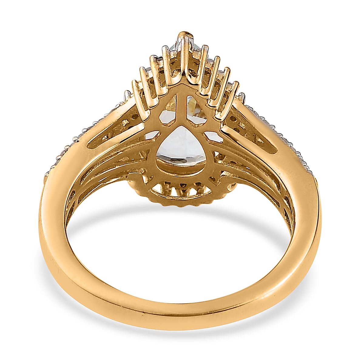 Premium Mangoro Aquamarine and White Diamond Ring in Vermeil Yellow Gold Over Sterling Silver 2.60 ctw image number 4