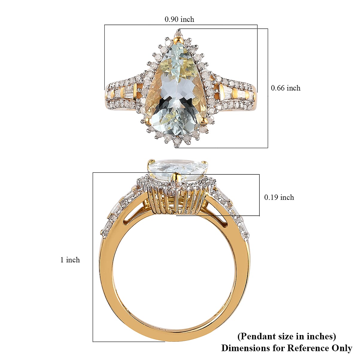 Premium Mangoro Aquamarine and White Diamond Ring in Vermeil Yellow Gold Over Sterling Silver 2.60 ctw image number 5