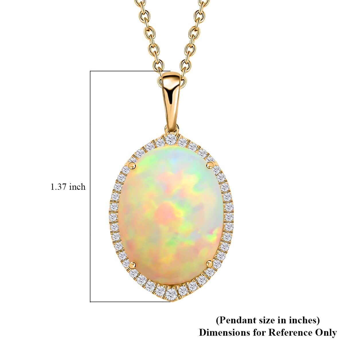 Certified & Appraised Iliana 18K Yellow Gold AAA Ethiopian Welo Opal and G-H SI White Diamond Pendant 11.00 ctw image number 5