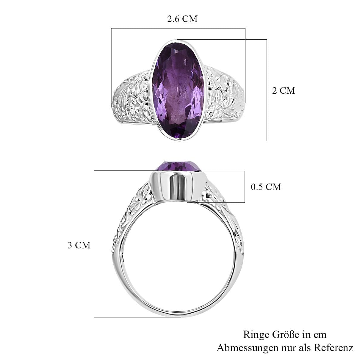 Rose De France Amethyst 7.20 ctw Ring in Sterling Silver (Size 5.5)