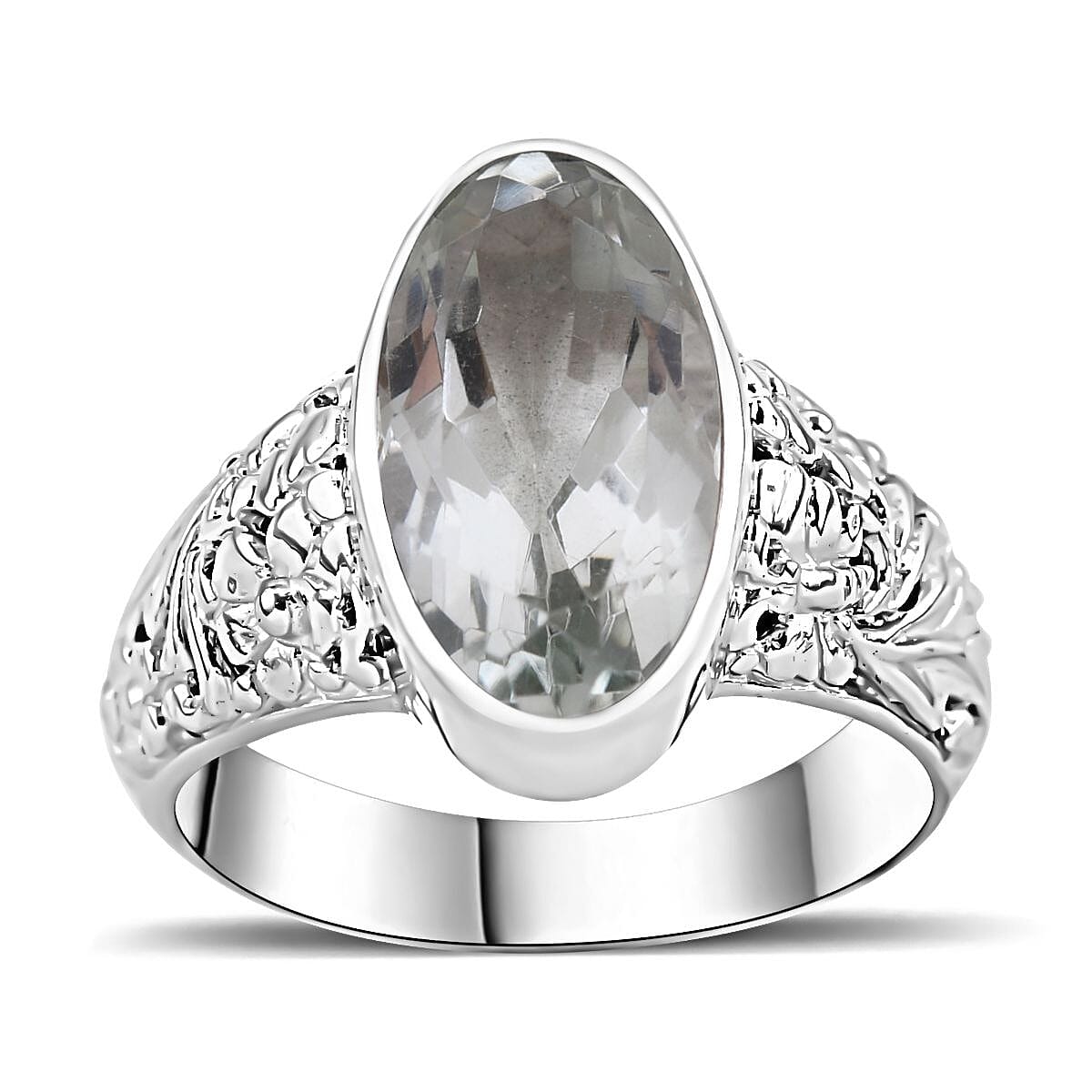 Prasiolite 7.20 ctw Ring in Sterling Silver (Size 6.5)