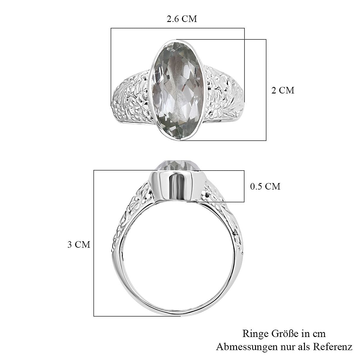 Prasiolite 7.20 ctw Ring in Sterling Silver (Size 6.5)