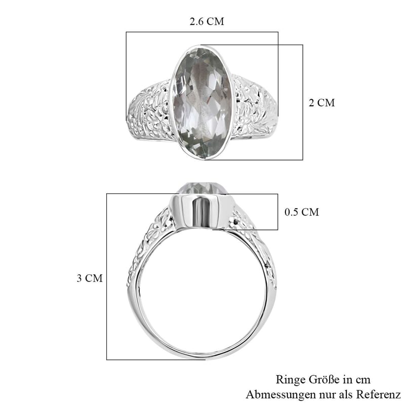 Prasiolite 7.20 ctw Ring in Sterling Silver (Size 6.5)