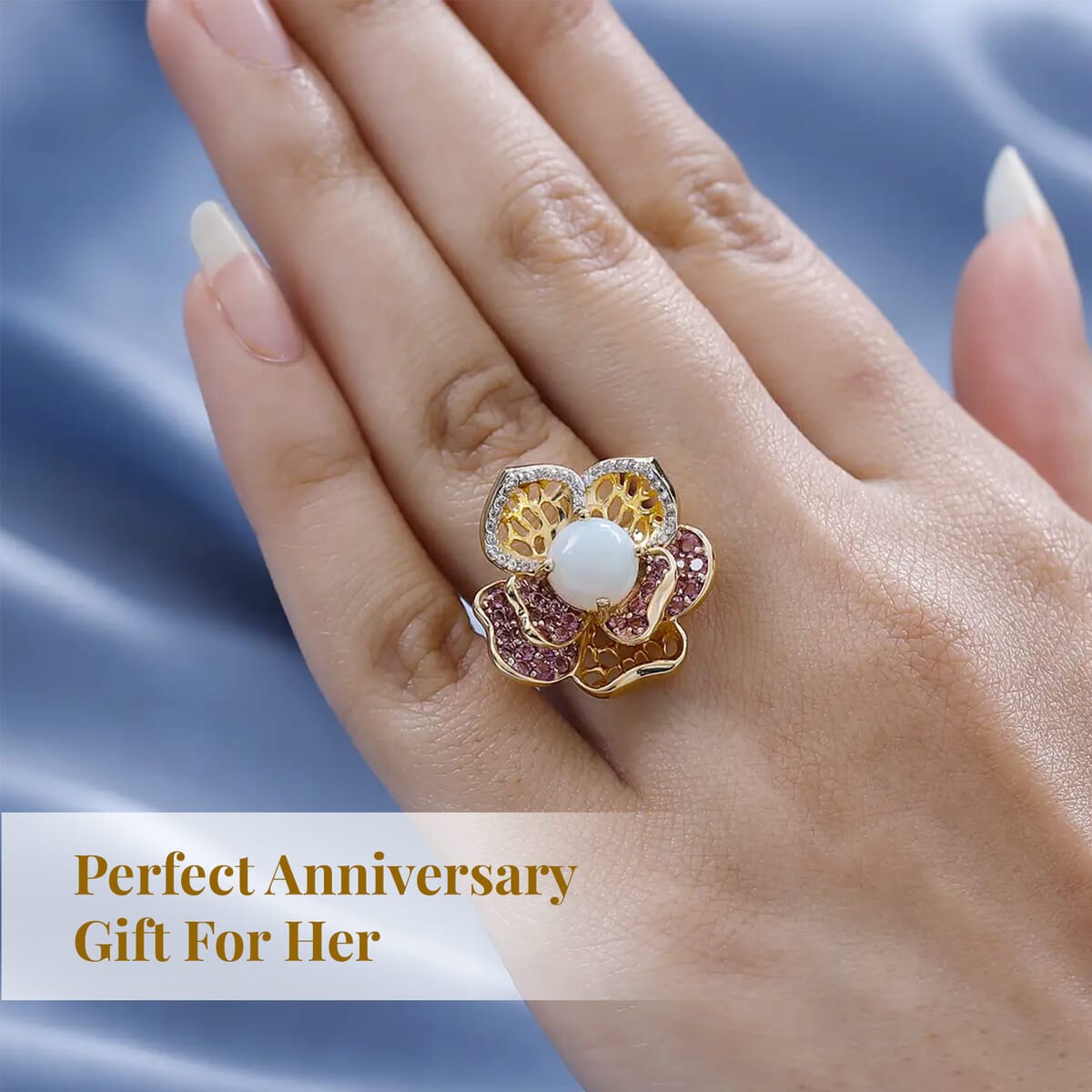 GP Italian Garden Collection Premium Ethiopian Welo Opal and Multi Gemstone Ring in Vermeil YG and Platinum Over Sterling Silver 2.50 ctw (Del. in 3-5 Days) image number 5
