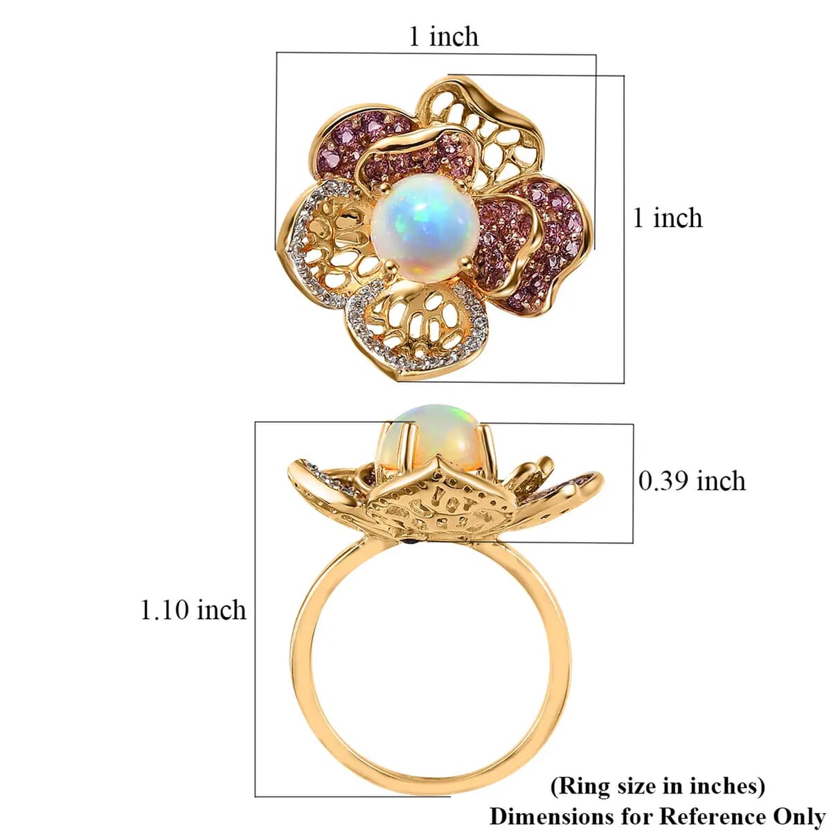 GP Italian Garden Collection Premium Ethiopian Welo Opal and Multi Gemstone Ring in Vermeil YG and Platinum Over Sterling Silver 2.50 ctw (Del. in 3-5 Days) image number 6