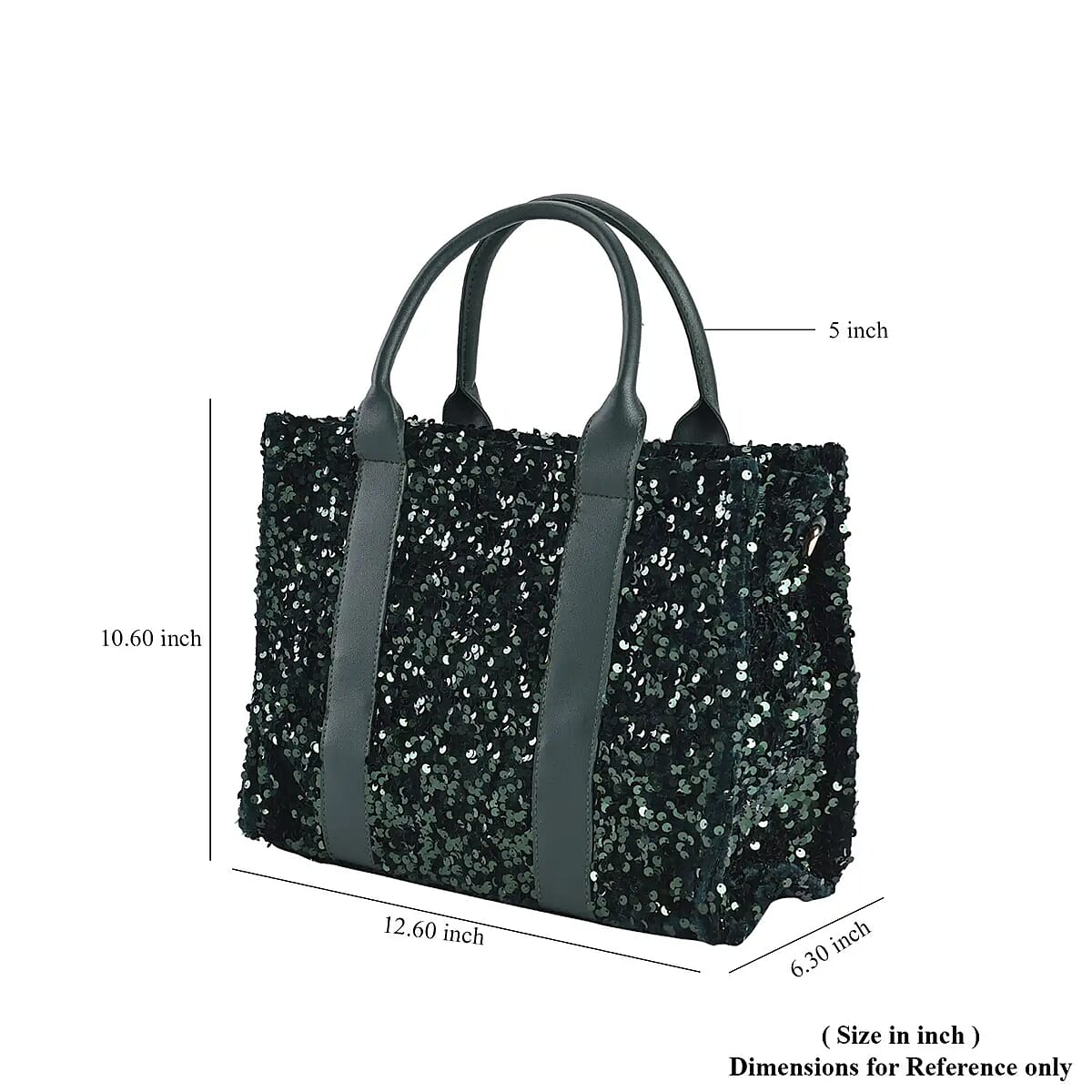 Striped Gold Color Faux Leather Sequin Tote Bag with Handle Drop and Strap image number 6