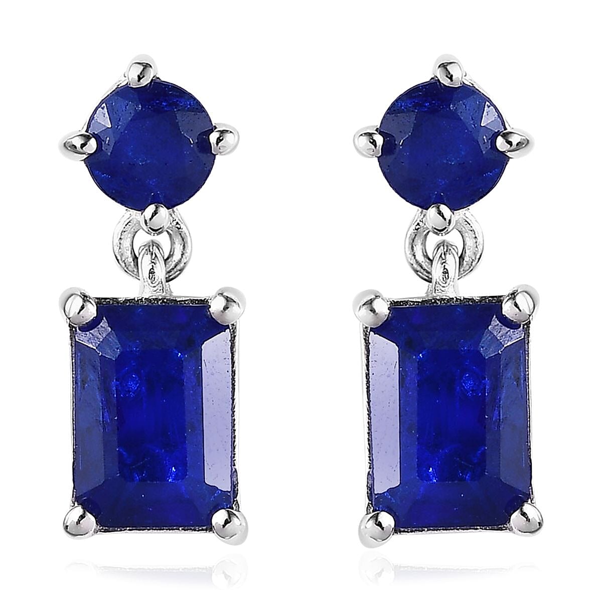Tanzanian Blue Spinel (DF) Dangle Earrings in Platinum Over Sterling Silver 2.85 ctw