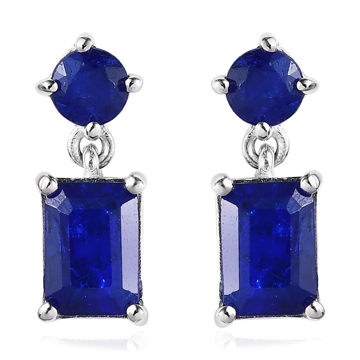 Tanzanian Blue Spinel (DF) Dangle Earrings in Platinum Over Sterling Silver 2.85 ctw image number 0