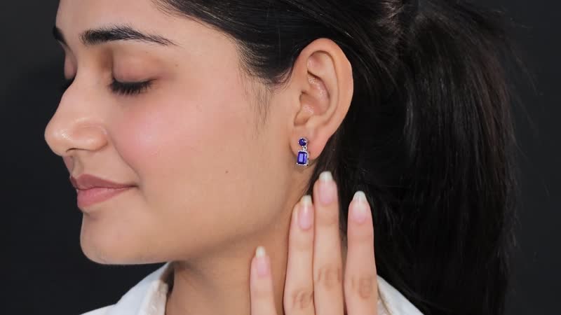Tanzanian Blue Spinel (DF) Dangle Earrings in Platinum Over Sterling Silver 2.85 ctw