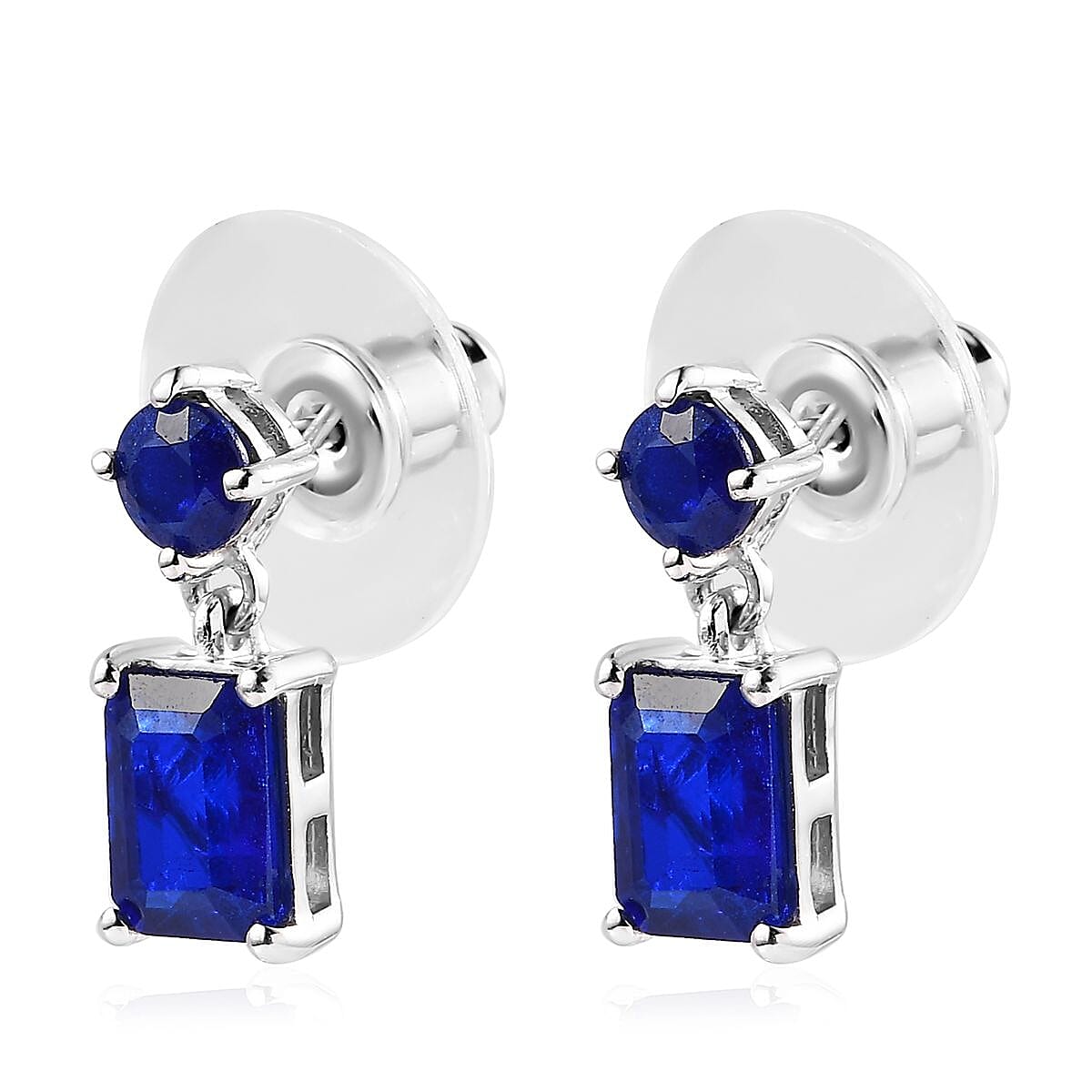 Tanzanian Blue Spinel (DF) Dangle Earrings in Platinum Over Sterling Silver 2.85 ctw