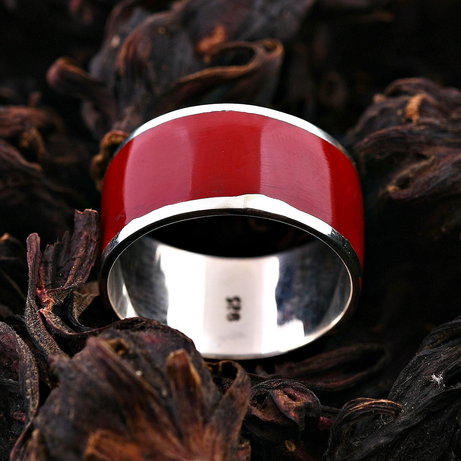 Coral Ring in Sterling Silver (Size 9.0)