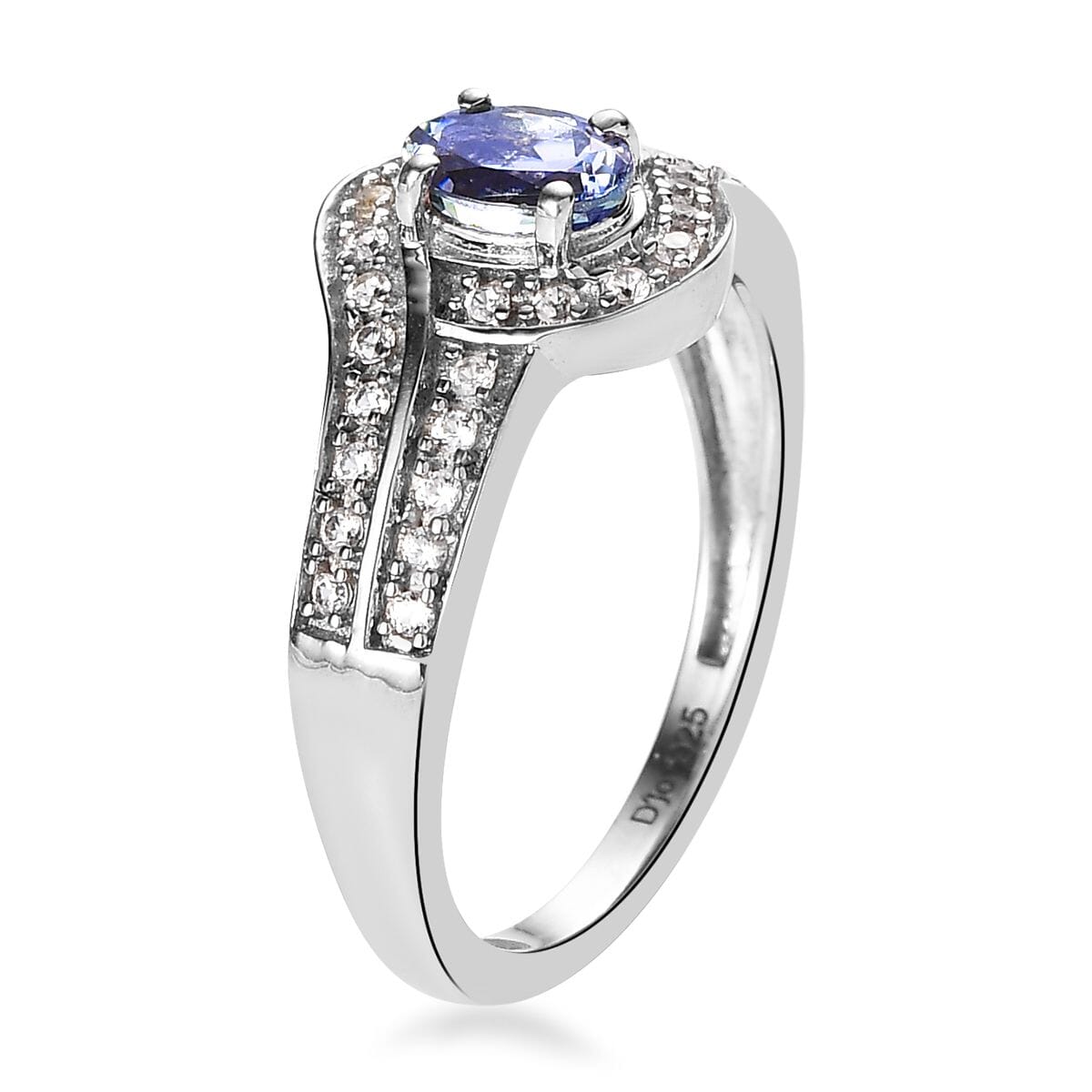 Premium Peacock Tanzanite and White Zircon Ring in Platinum Over Sterling Silver 0.80 ctw image number 3