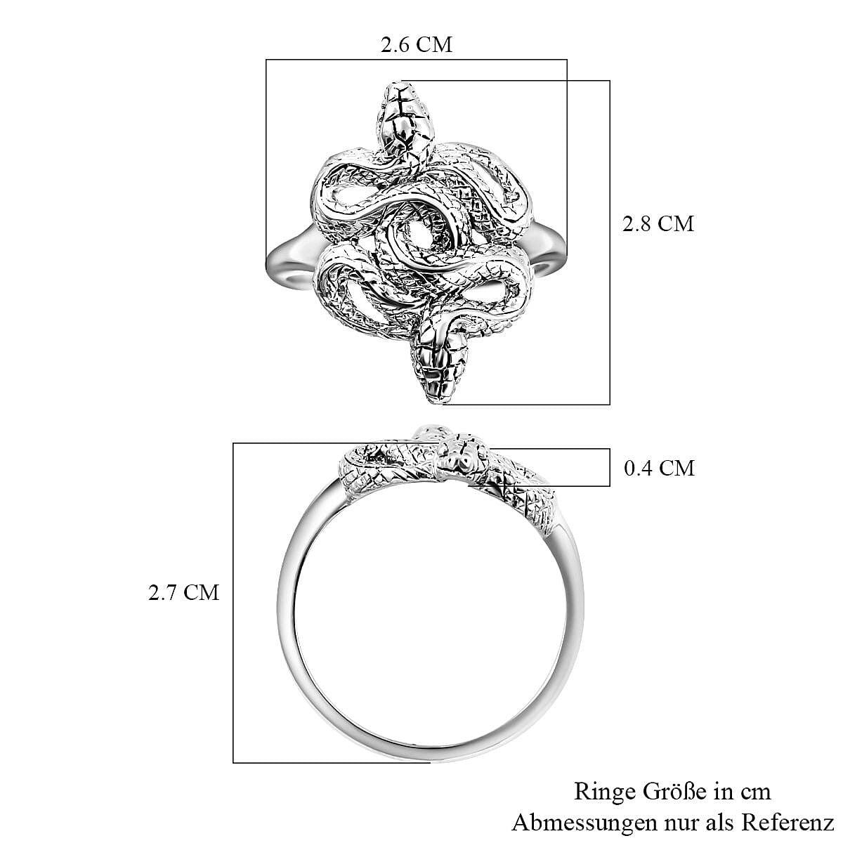 Snake Ring in Sterling Silver (Size 8)