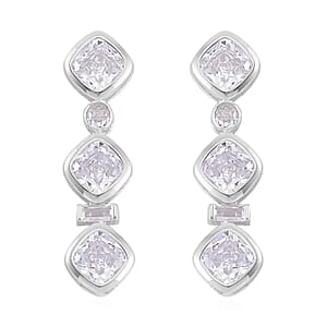 Simulated Diamond Dangle Earrings in Rhodium Over Sterling Silver 8.70 ctw
