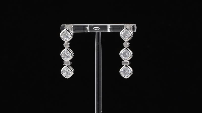 Simulated Diamond Dangle Earrings in Rhodium Over Sterling Silver 8.70 ctw