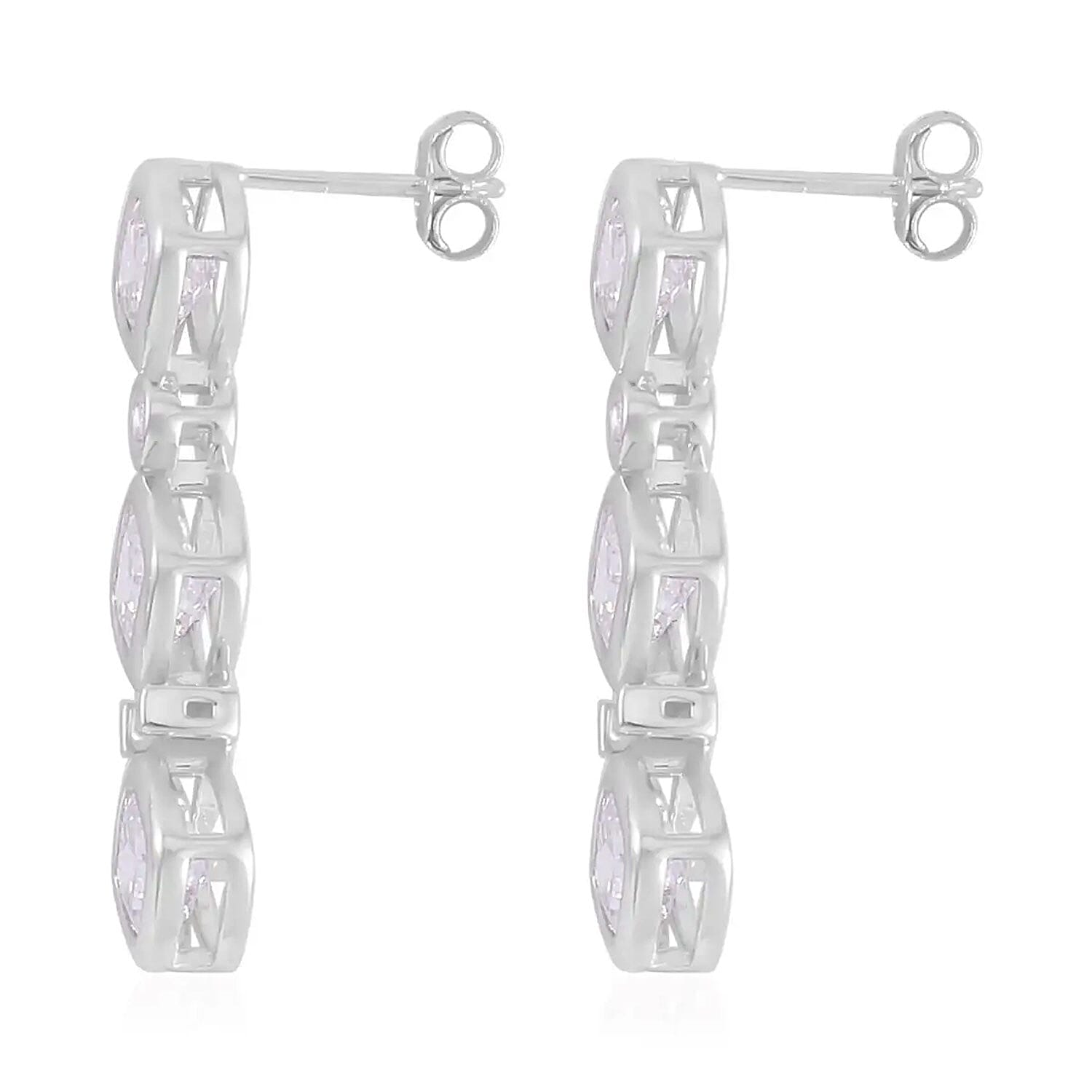 Simulated Diamond Dangle Earrings in Rhodium Over Sterling Silver 8.70 ctw