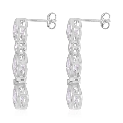 Simulated Diamond Dangle Earrings in Rhodium Over Sterling Silver 8.70 ctw