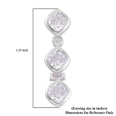 Simulated Diamond Dangle Earrings in Rhodium Over Sterling Silver 8.70 ctw