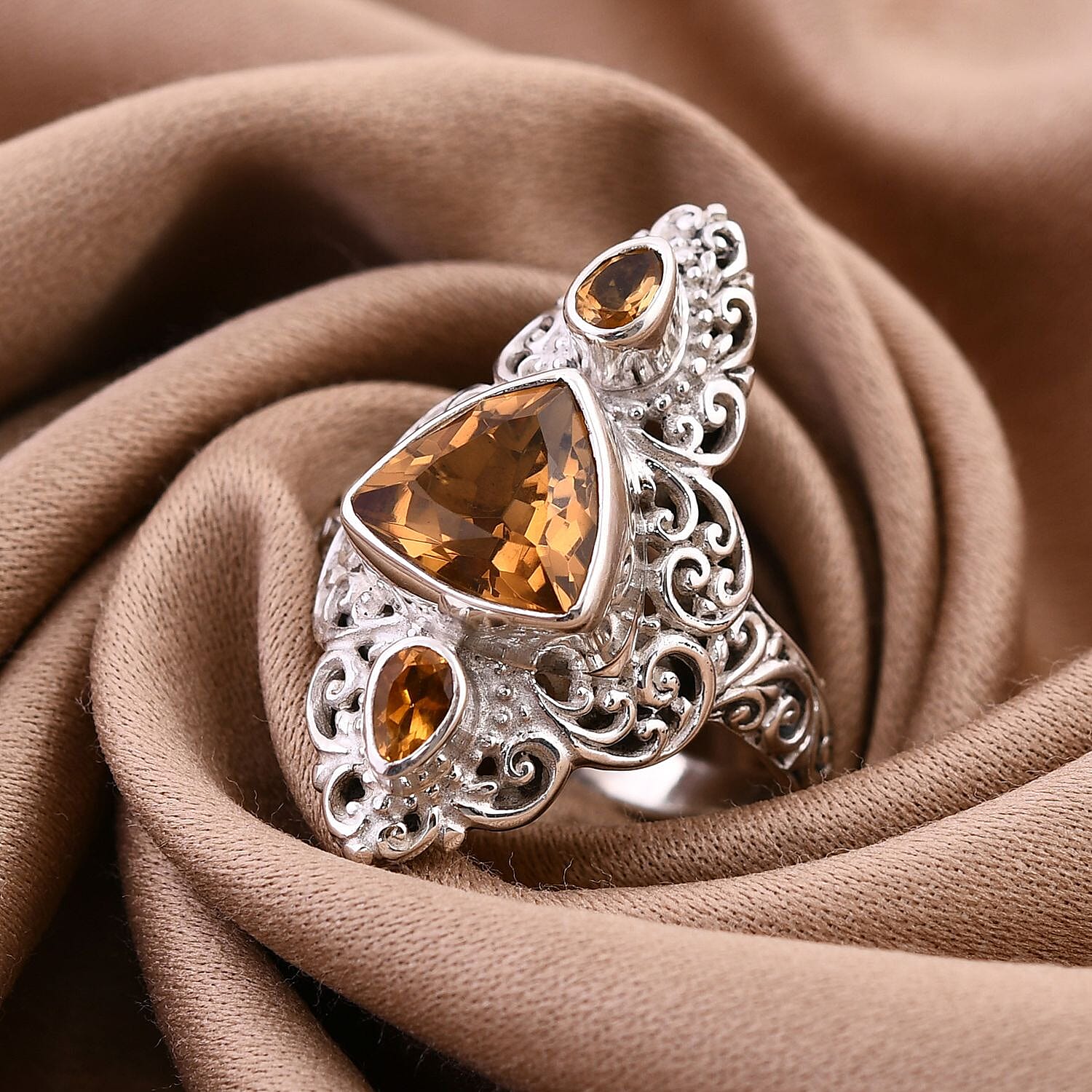 Brazilian Citrine 3.70 ctw Ring in Sterling Silver (Size 5.5)