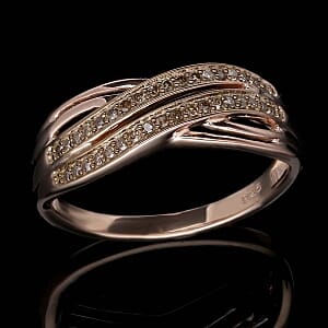 Natural Champagne Diamond 0.21 ctw Ring in Vermeil RG Over Sterling Silver (Size 8)