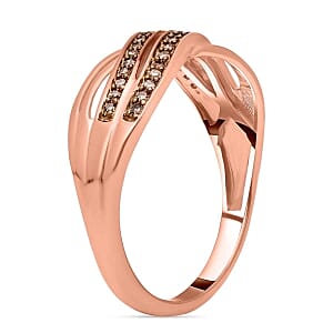 Natural Champagne Diamond 0.21 ctw Ring in Vermeil RG Over Sterling Silver (Size 8)