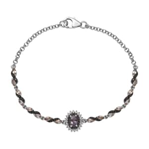 Tanzanian Platinum Spinel and Multi Gemstone Floral Bracelet in Platinum Over Sterling Silver (7.25 In) 3.40 ctw