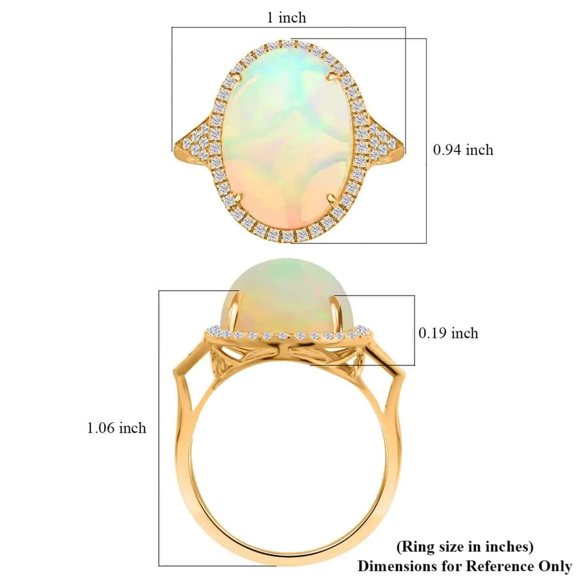 Certified & Appraised Iliana 18K Yellow Gold AAA Ethiopian Welo Opal and G-H SI Diamond Ring 5 Grams 10.30 ctw image number 5