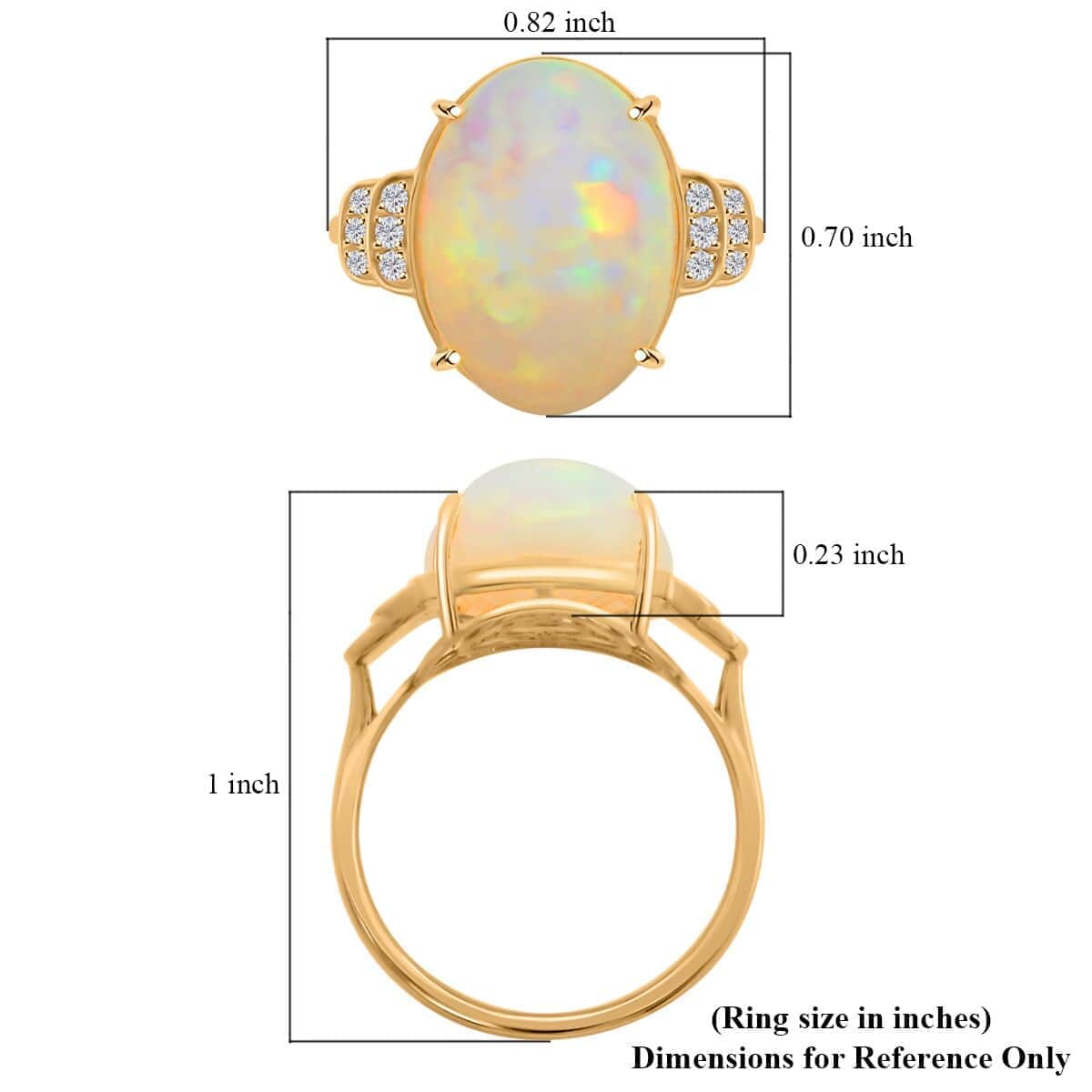 Certified and Appraised Iliana 18K Yellow Gold AAA Ethiopian Welo Opal and G-H SI Diamond Ring 4.20 Grams 10.15 ctw image number 4