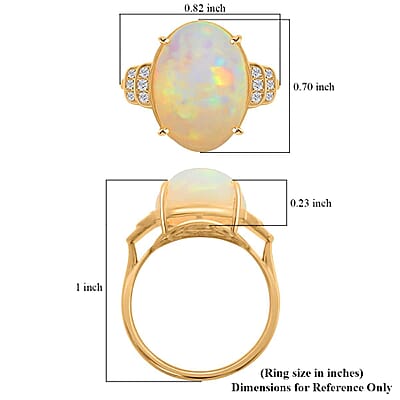 Certified and Appraised Iliana 18K Yellow Gold AAA Ethiopian Welo Opal and G-H SI Diamond Ring (Size 10.0) 4.20 Grams 10.15 ctw