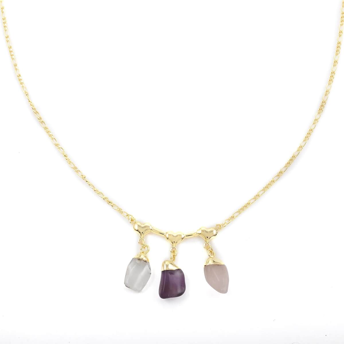 Multi Gemstone Heart Necklace 20-22 Inches in Goldtone 10.00 ctw image number 2