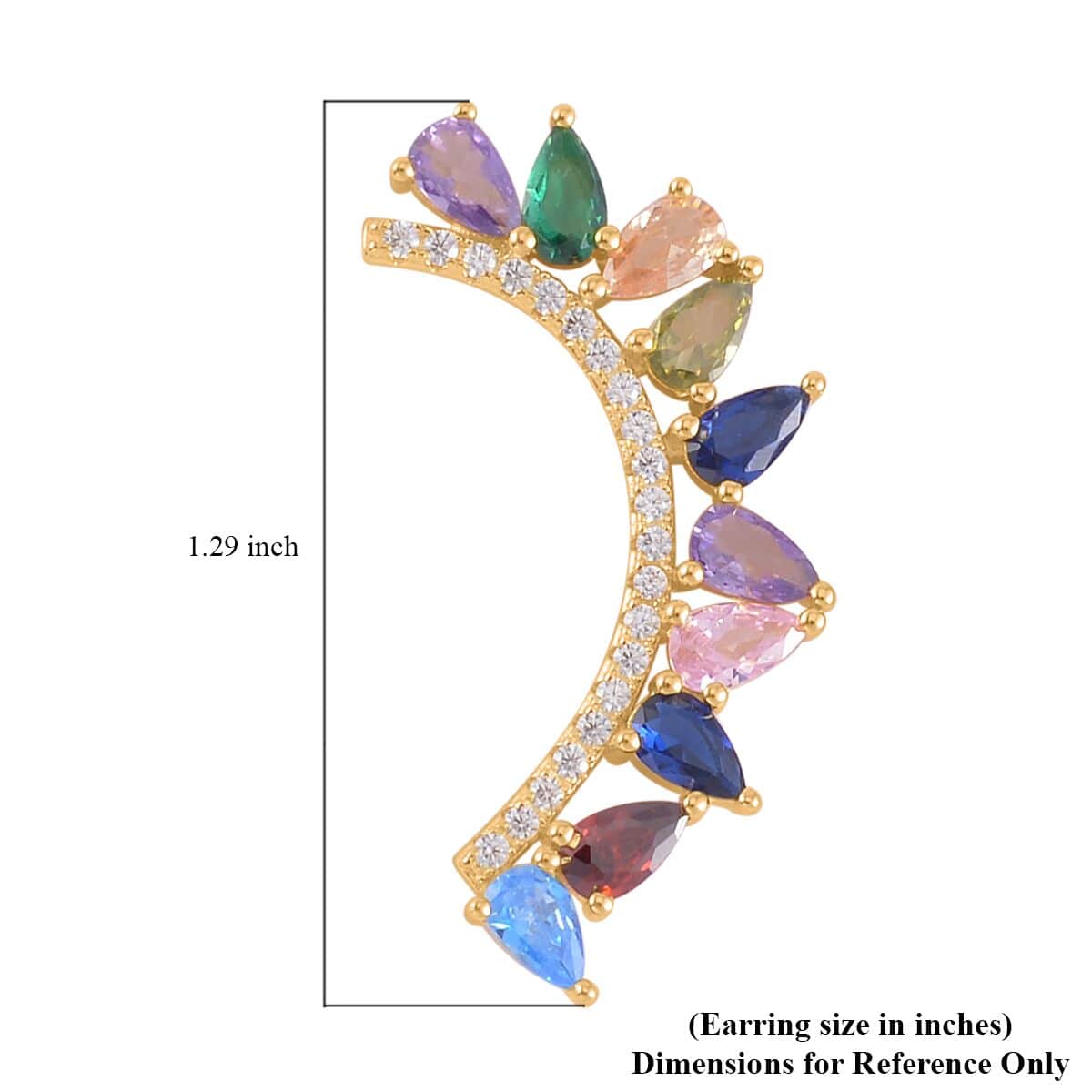 Simulated Multi Color Diamond Earrings in 14K Yellow Gold Over Sterling Silver 4.50 ctw image number 4