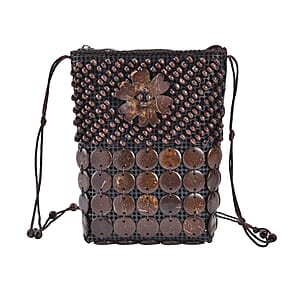 Multi Color Ethnic Style Handmade Circle and Flower Shaped Coconut Shell Crossbody Bag