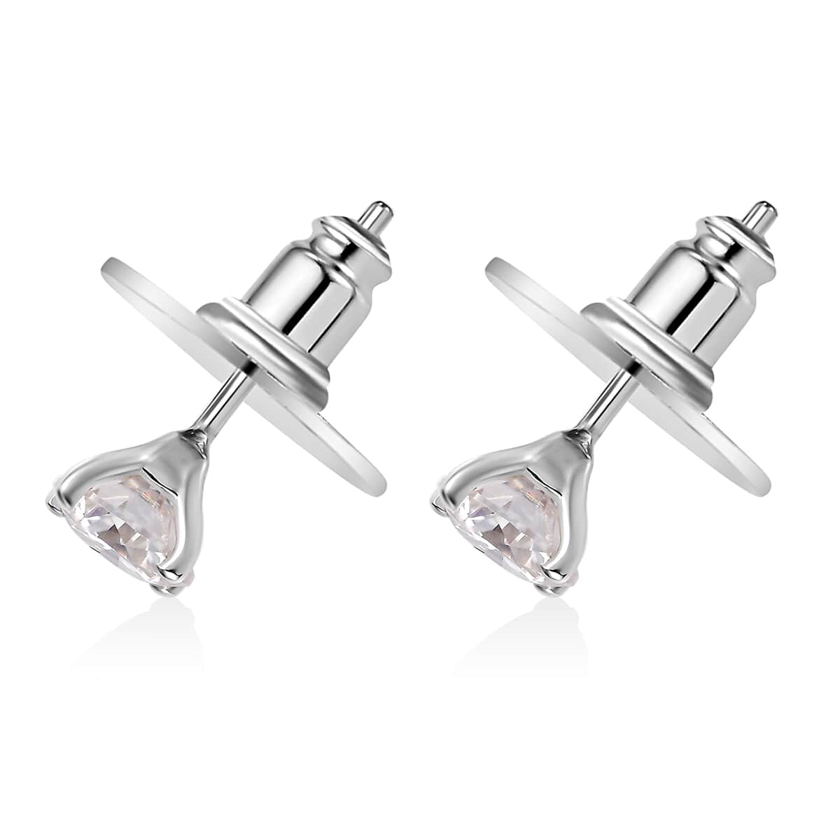 Moissanite Solitaire Stud Earrings in Platinum Over Sterling Silver 1.60 ctw image number 3