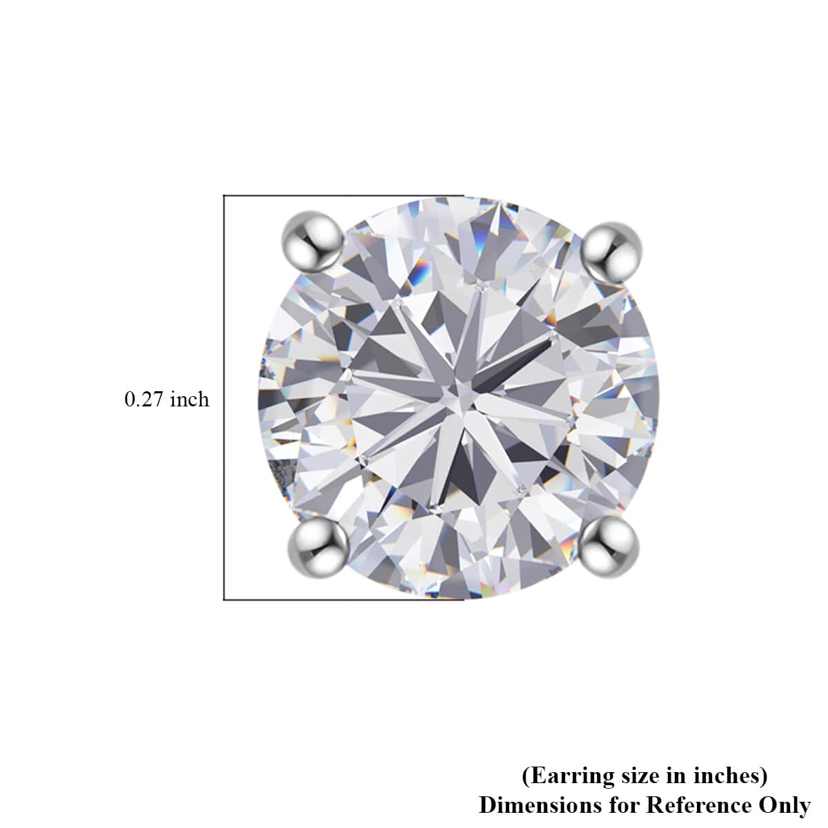 Moissanite (Rnd 6mm) Solitaire Stud Earrings in Platinum Over Sterling Silver 1.60 ctw image number 4