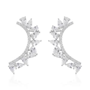 Simulated Diamond Earrings in Rhodium Over Sterling Silver 5.40 ctw