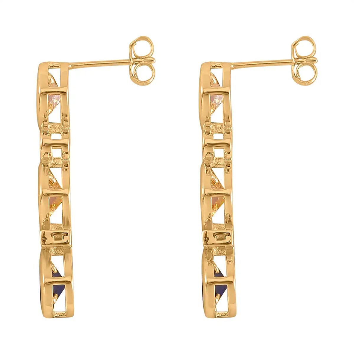 Simulated Multi Color Diamond Earrings in 14K Yellow Gold Over Sterling Silver 7.65 ctw image number 5