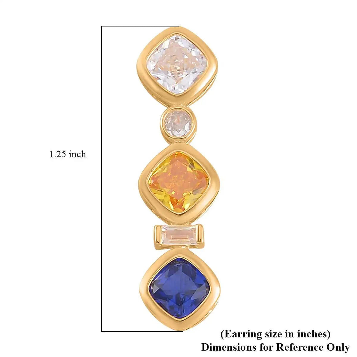 Simulated Multi Color Diamond Earrings in 14K Yellow Gold Over Sterling Silver 7.65 ctw image number 6