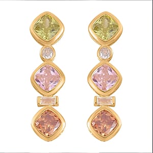 Simulated Multi Color Diamond Earrings in 14K Yellow Gold Over Sterling Silver 7.70 ctw