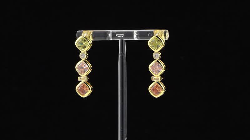 Simulated Diamond Dangle Earrings in Rhodium Over Sterling Silver 8.70 ctw