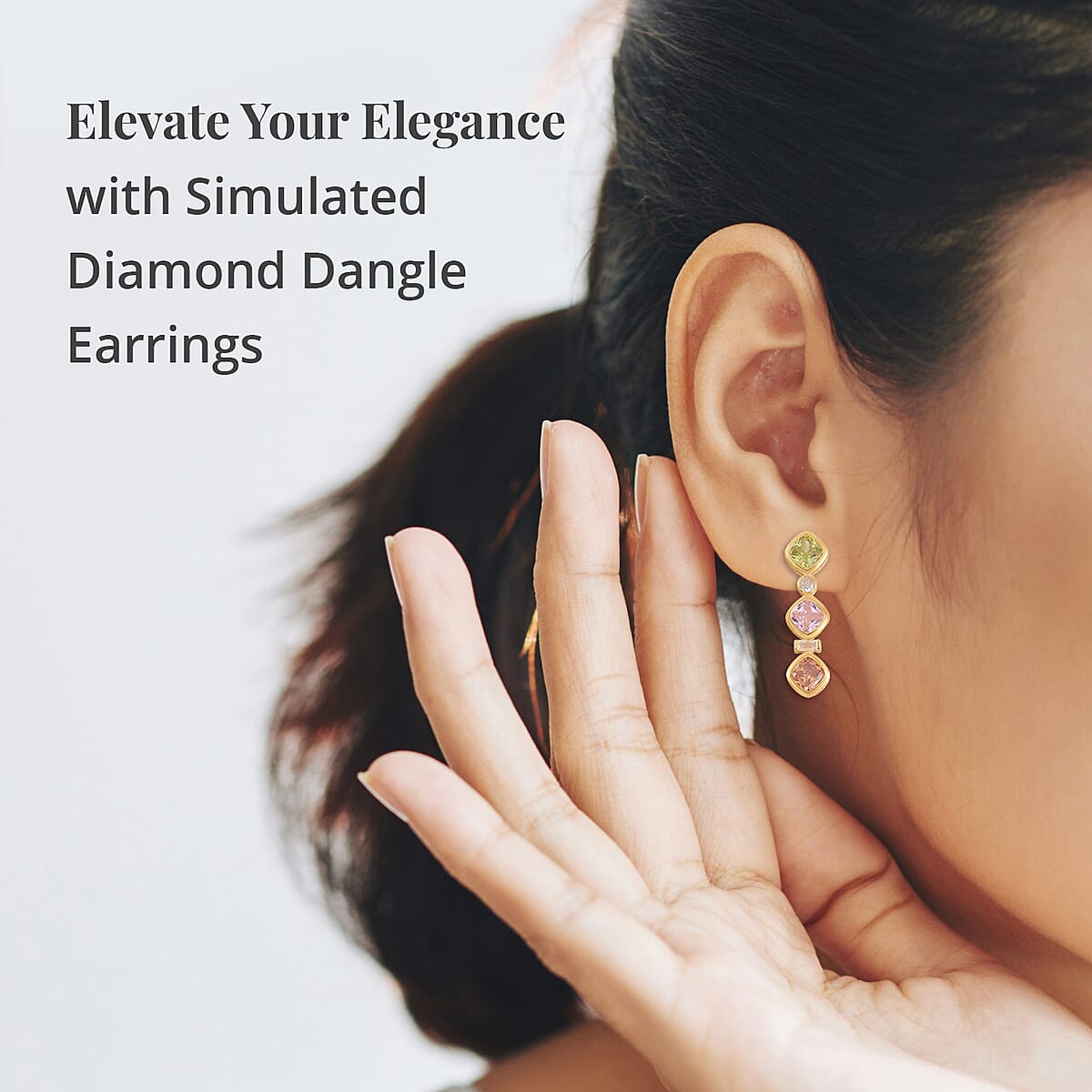 Simulated Diamond Dangle Earrings in Rhodium Over Sterling Silver 8.70 ctw image number 2