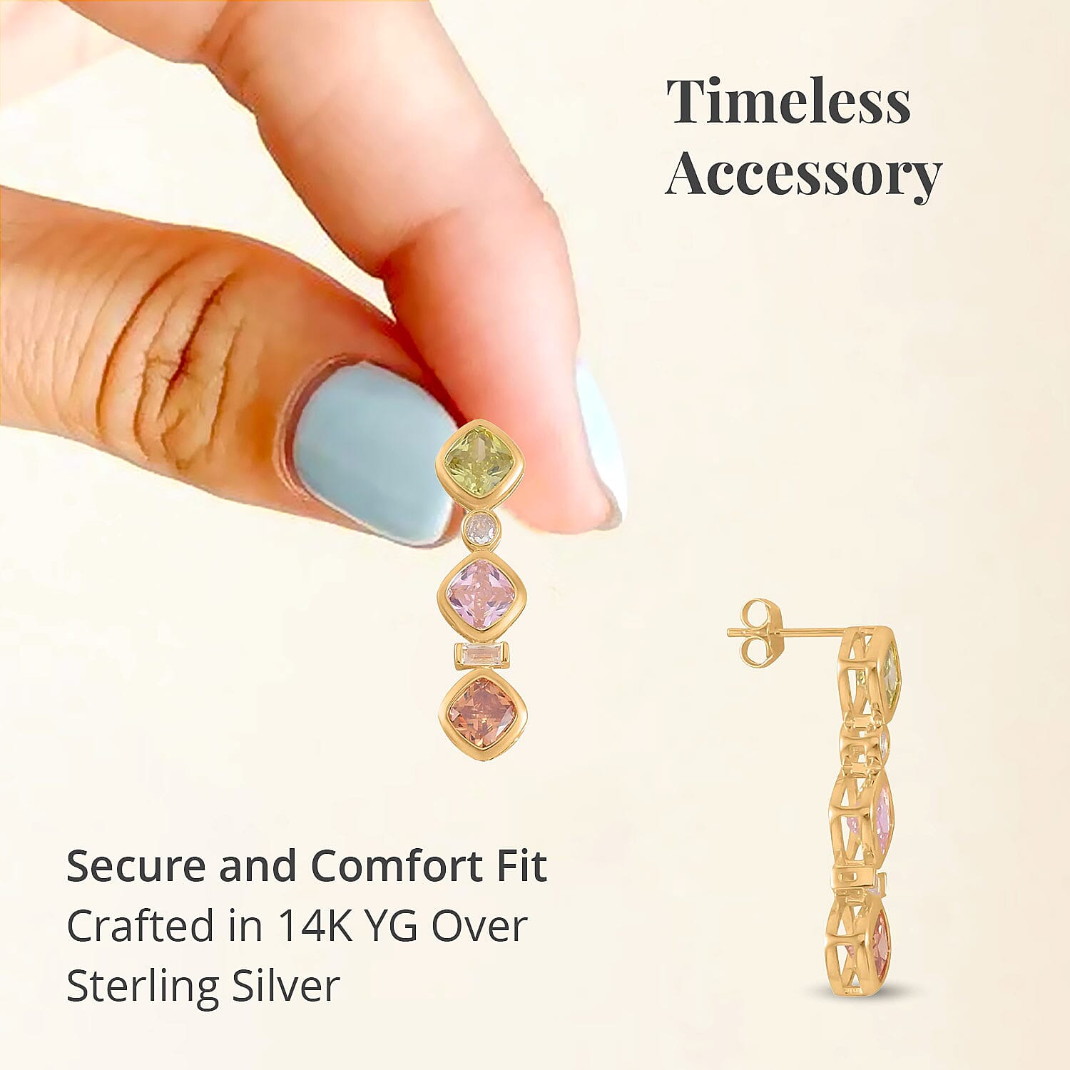 Simulated Multi Color Diamond Earrings in 14K Yellow Gold Over Sterling Silver 7.70 ctw